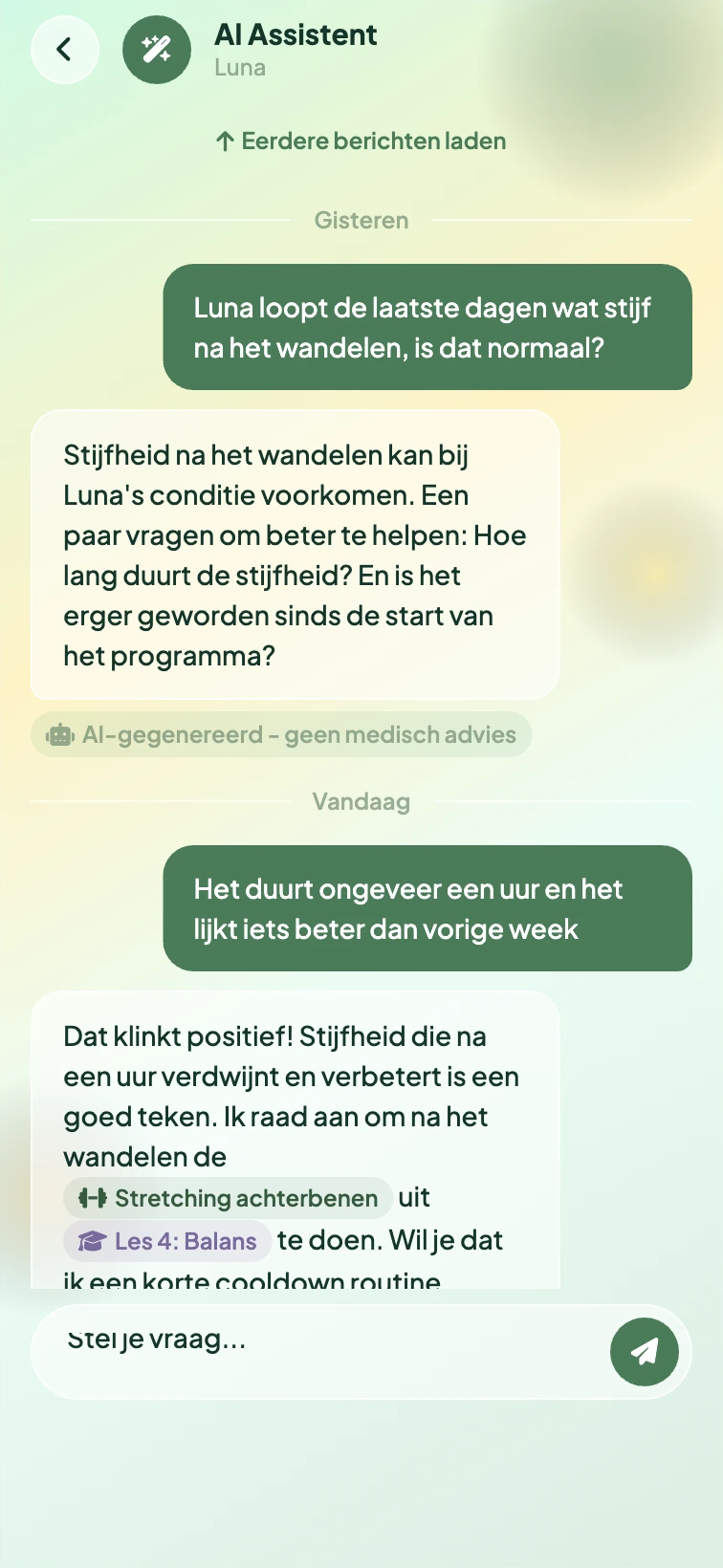 Vet Fysio AI-assistent chat over de hond