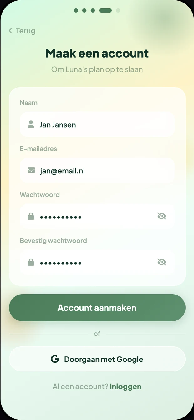 Vet Fysio onboarding: account aanmaken en hond toevoegen
