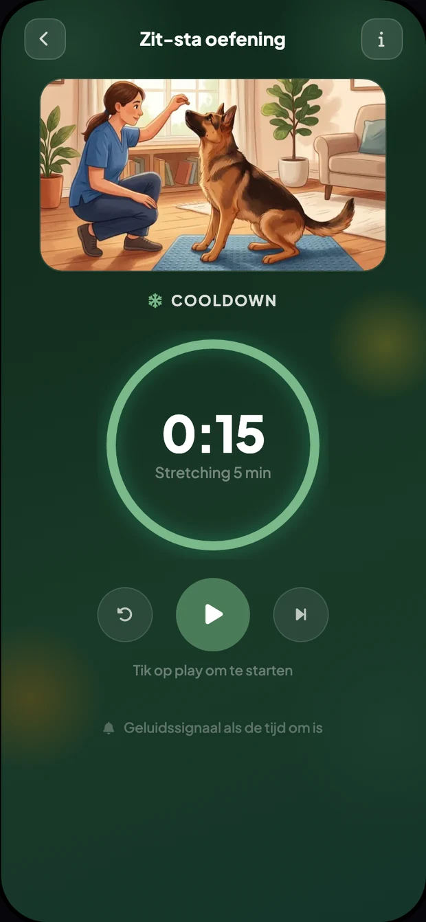 Vet Fysio oefensessie: cooldown met stretching